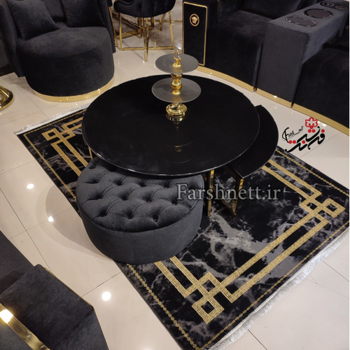 فرش ماشینی کاشان طرح K111MT مشکی