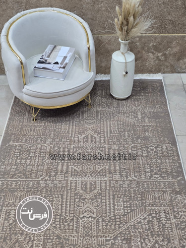 فرش ماشینی سامر طرح ۵۵۰۵ کرم نسکافه ای